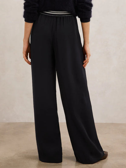 Reiss Black Athena Atelier Wool Stud Flared Trousers