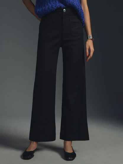 Anthropologie Maeve The Colette Cropped Wide-Leg Trousers: Linen Edition