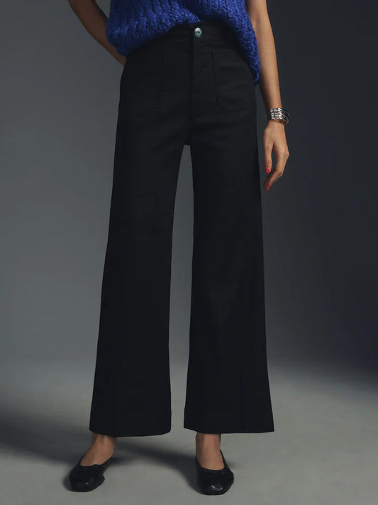 Anthropologie Maeve The Colette Cropped Wide-Leg Trousers: Linen Edition