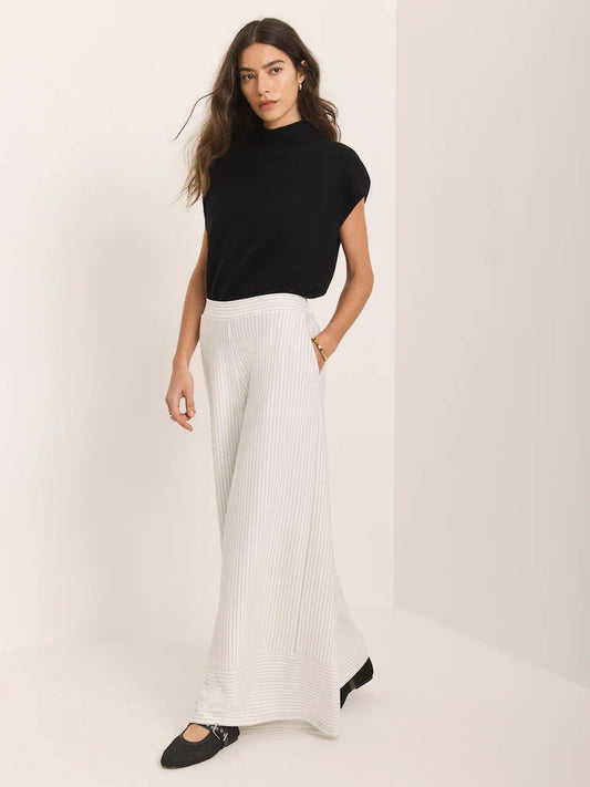 Mint Velvet Natural Pinstripe Wide Trousers
