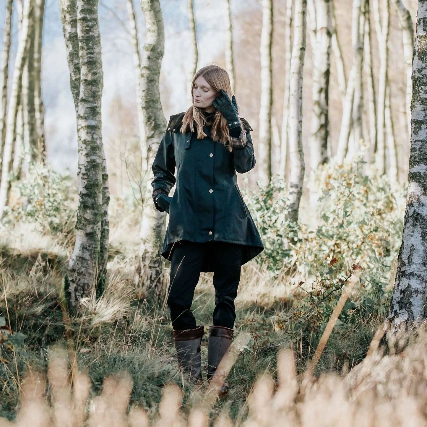 Louise Racing Green Poppy Lined Wax Coat
