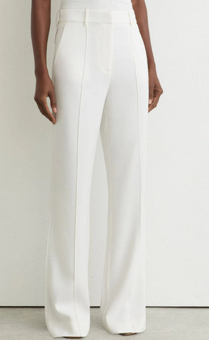 Reiss Ivory Quinn Petite Wide-Leg Seam-Detail Trousers